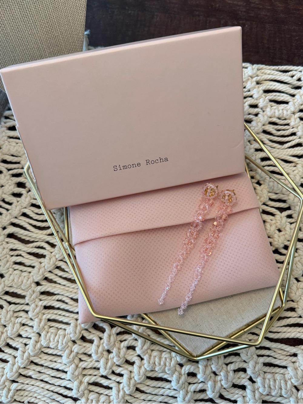 Simone Rocha Beaded Drop Earrings in Pale Pink - New with Tags in Box